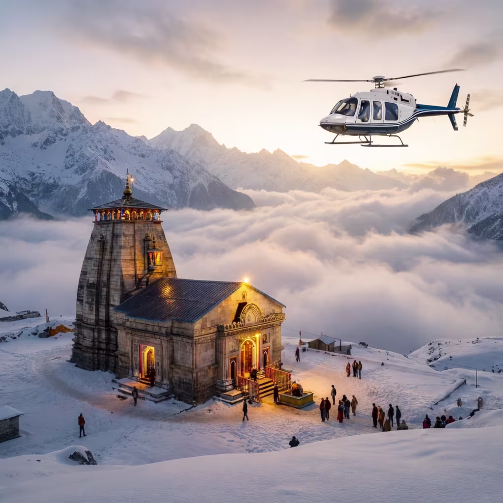 kedarnath temple helicopter